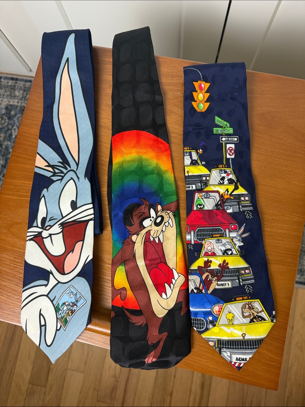 Bundle set of 3 vintage looney tunes vintage silk ties 90s